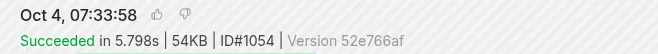 n8n execution log for execution ID #1054 on 4 October: Succeeded in 5.798s